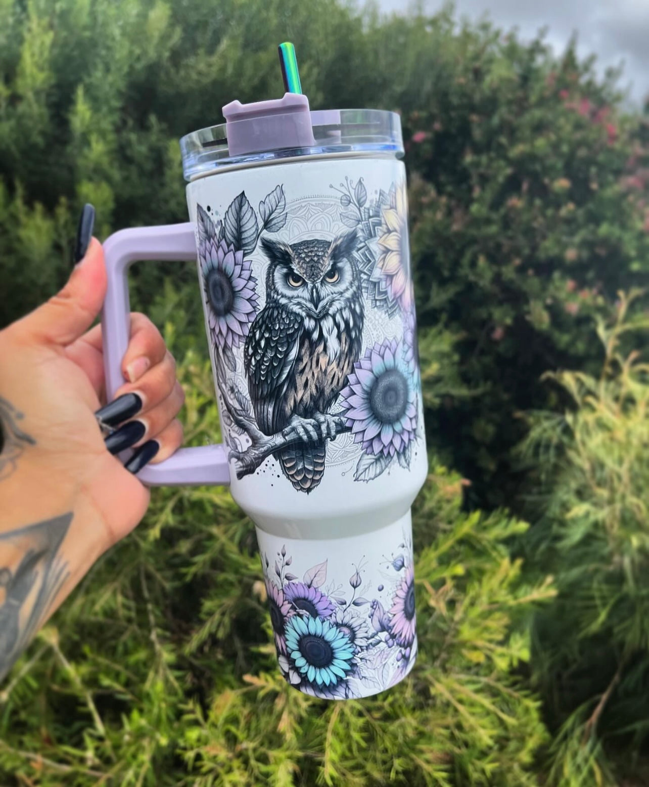 40oz cup - Lilac owl