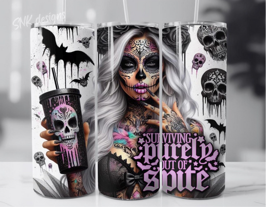 Spooky season 20oz tumbler - Surviving purely out of spite