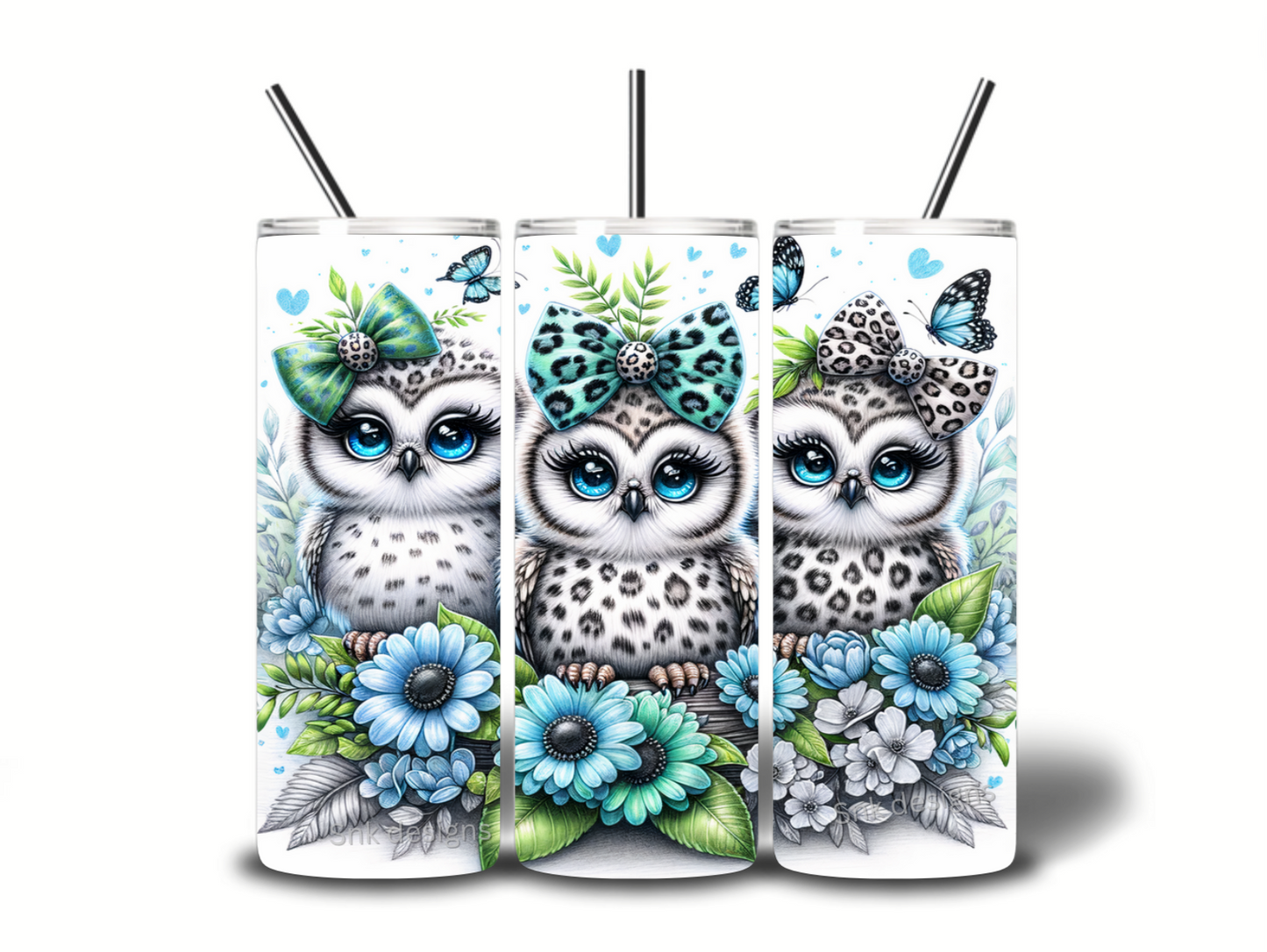 Tumbler only- Cheetah print owls