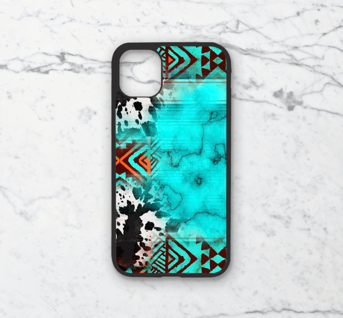 Phone case only!!Turquoise cow hide