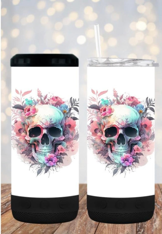 Pink floral skull - 4 in one cooler and speaker.