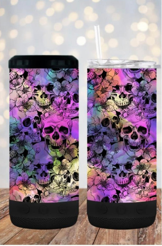 Floral rainbow skull- 4 in one cooler and speaker.