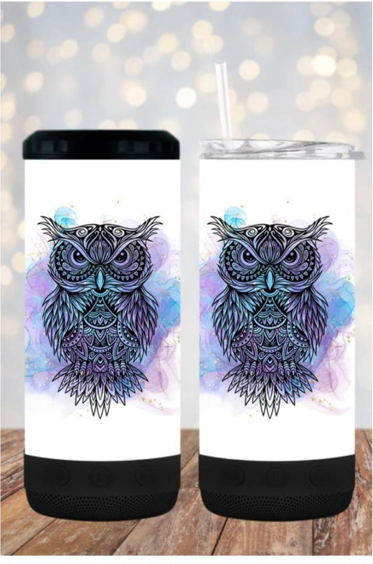 Blue watercolor owl - 4 in one cooler and speaker.