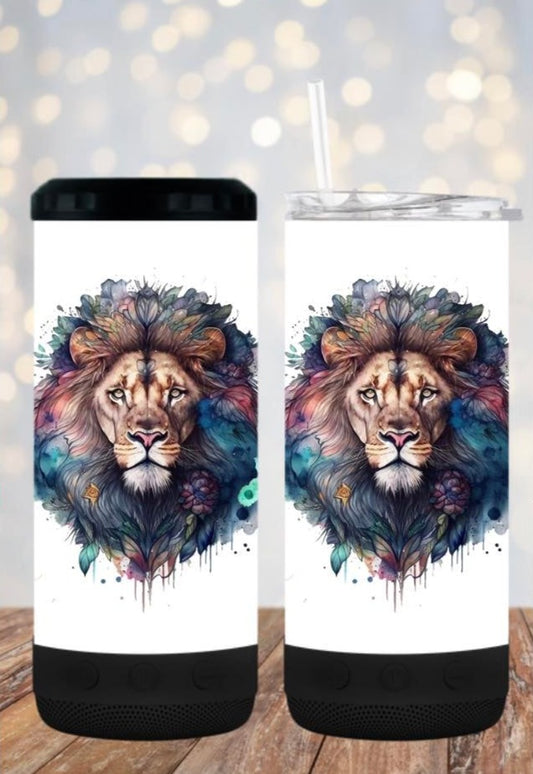 Watercolor majestic lion - 4 in one cooler and speaker.
