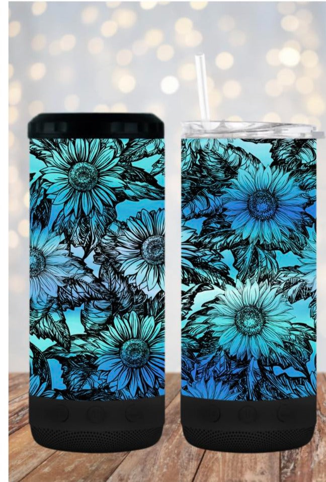 Blue tie dye sunflower - 4 in one cooler and speaker.