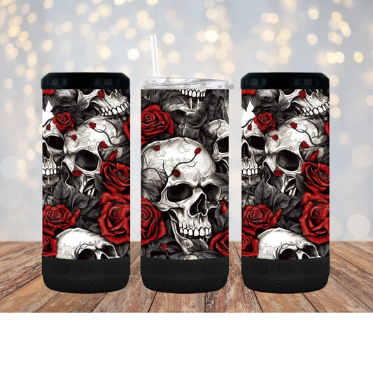 Skull and red roses - 4 in one cooler and speaker.