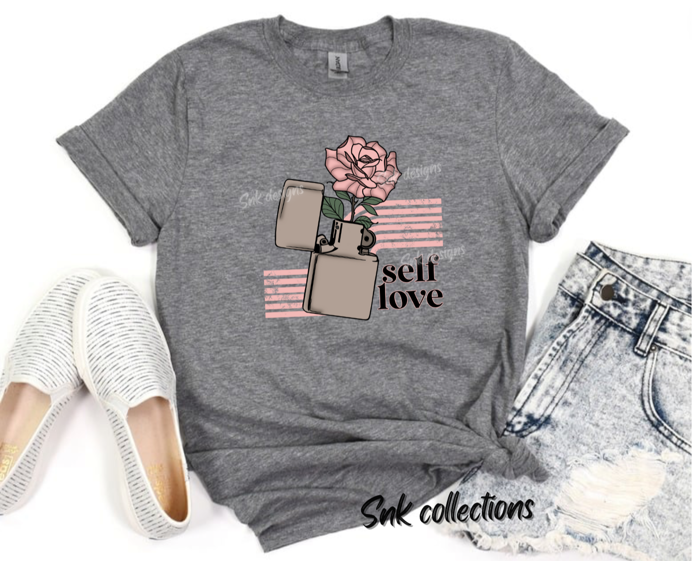 $16 Self love on grey- T-shirt