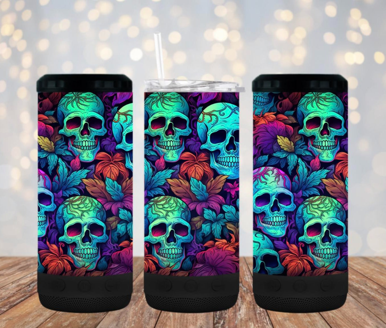 Neon floral skulls 4 in one cooler and speaker.