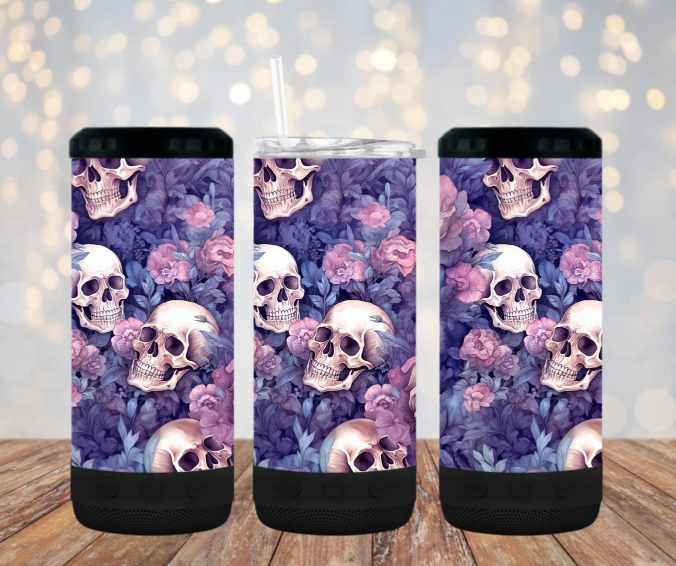 Second Purple floral skull 4 in one cooler and speaker.