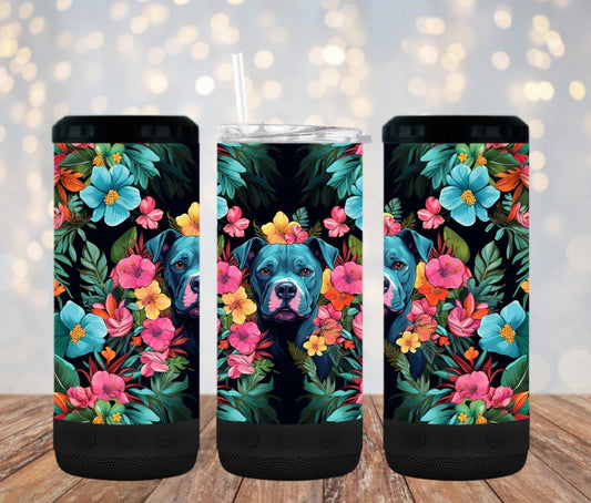 Staffy in florals - 4 in one cooler and speaker.