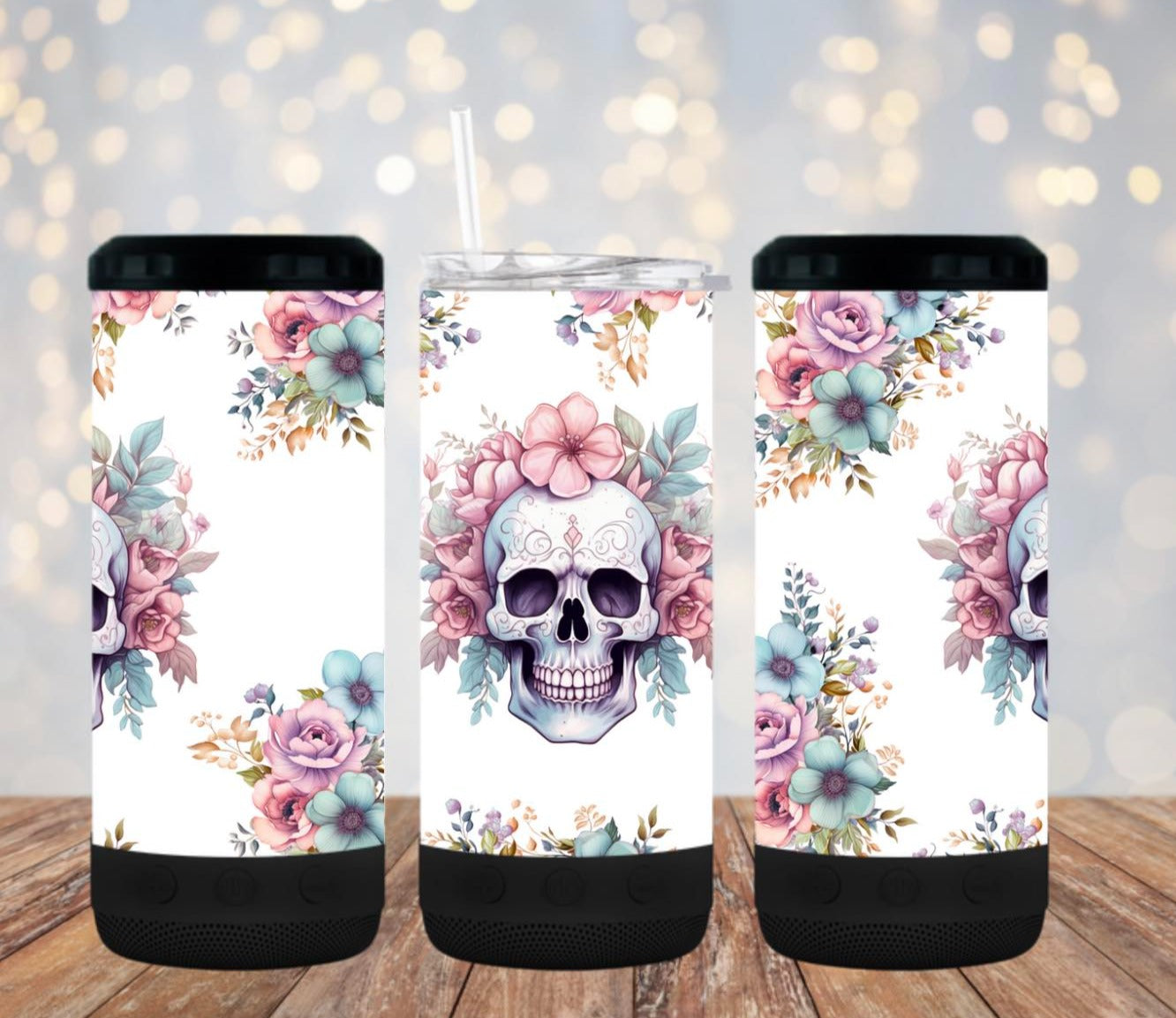 Pastel floral skull - 4 in one cooler and speaker.