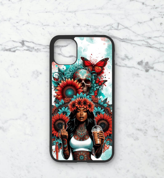 Phone case only!! Red and turquoise floral queen
