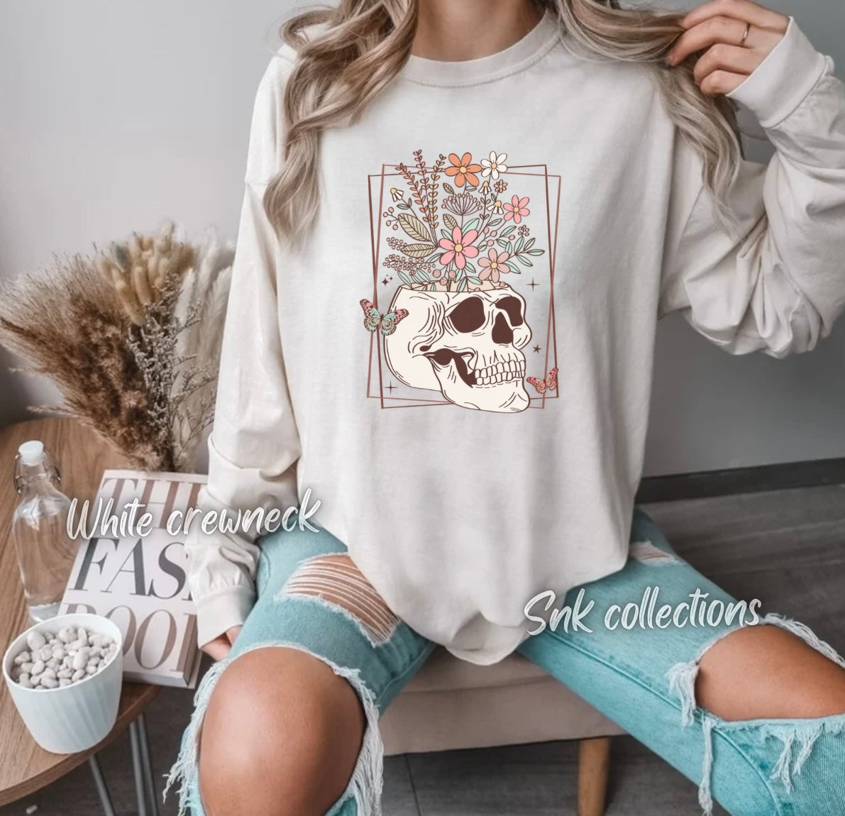 Boho floral skull - Crewneck