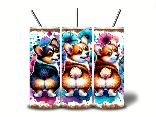 Tumbler only- Floral corgi