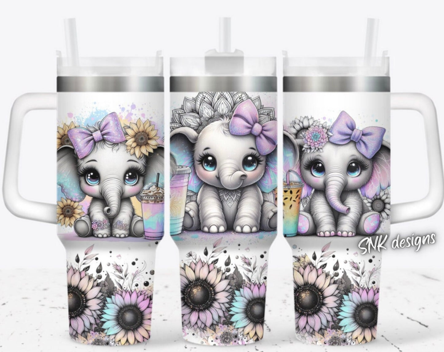 40oz cup - Cute baby Elephant