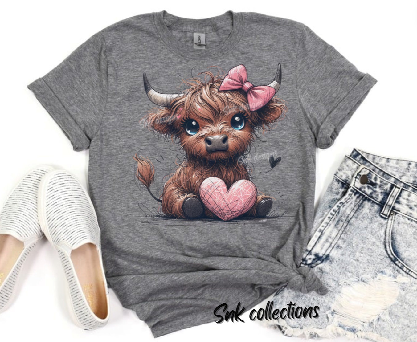 $16 Cute cow on grey - T-shirt