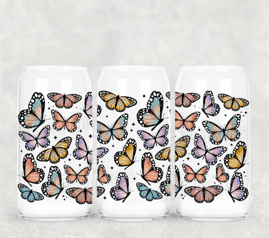 16oz Retro butterflies3- Frosted