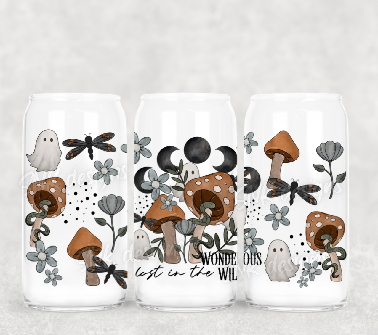 16oz Autumn florals & Mushrooms - Frosted