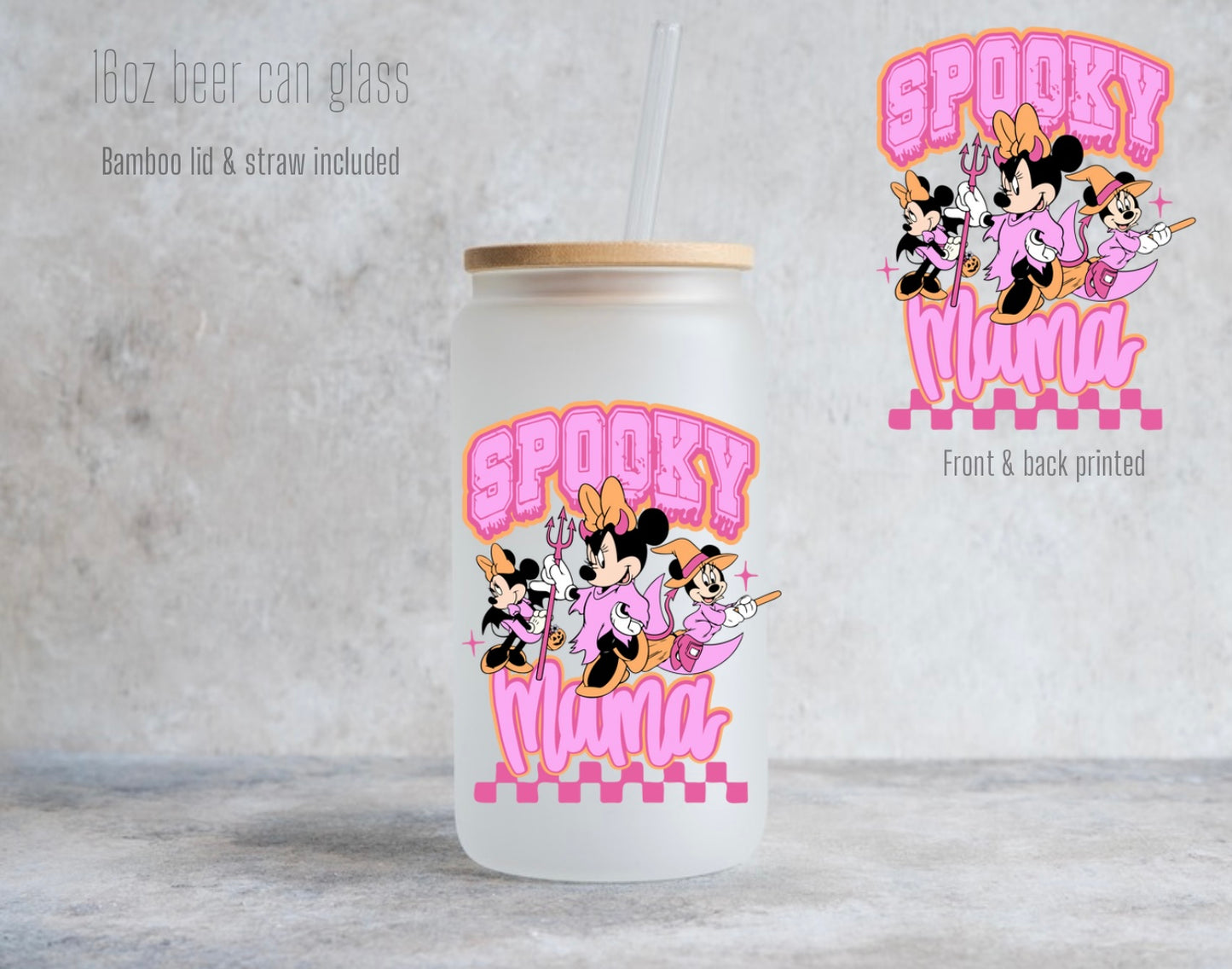 16oz  frosted - Pink spooky mama