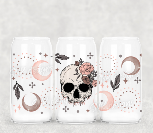 16oz Pink skull & moon - Frosted