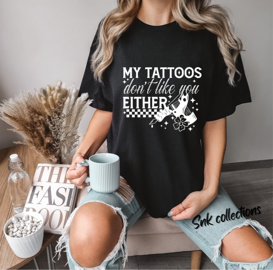 $16 My tattoos on black - T-shirt