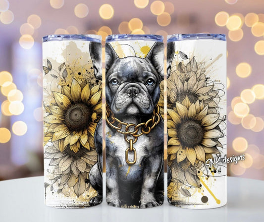 Tumbler only! - Yellow sunflowers- French Bulldog