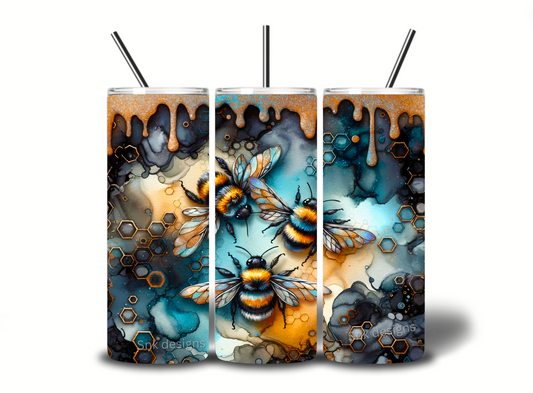 Tumbler only- Alcohol ink bees