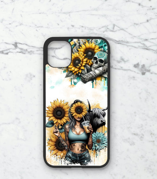 Phone case only!! Yellow and turquoise grungy queens 2