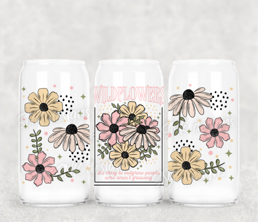 16oz Pink wildflower- Frosted