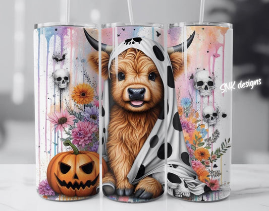 Spooky season 20oz tumbler - Cute cow