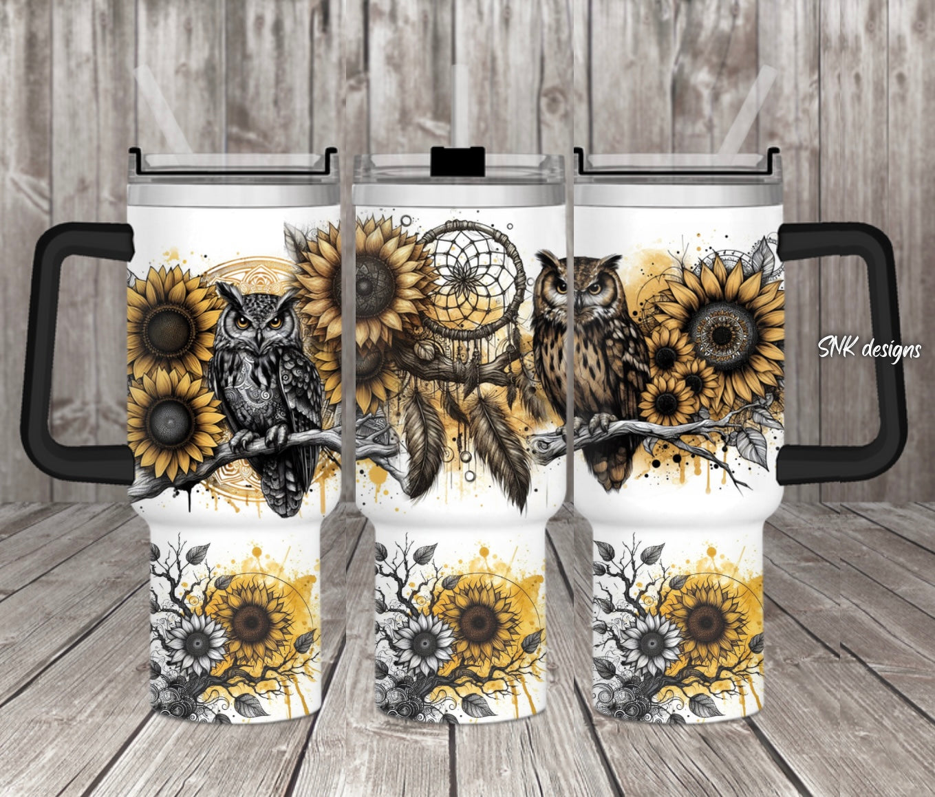 40oz cup - Yellow owl