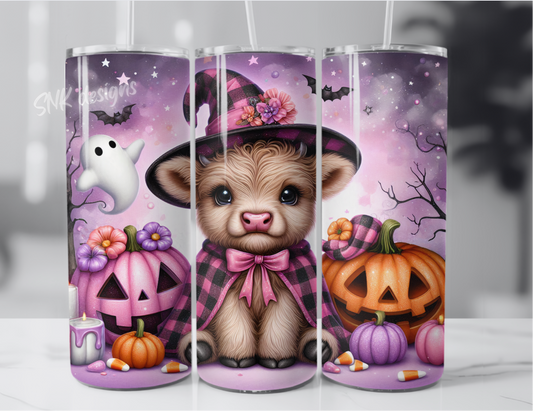 Spooky season 20oz tumbler - Cute spooky cow