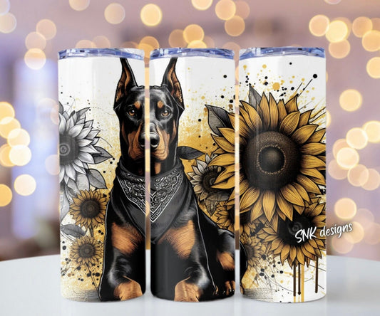 Tumbler only! - Yellow sunflowers- Doberman