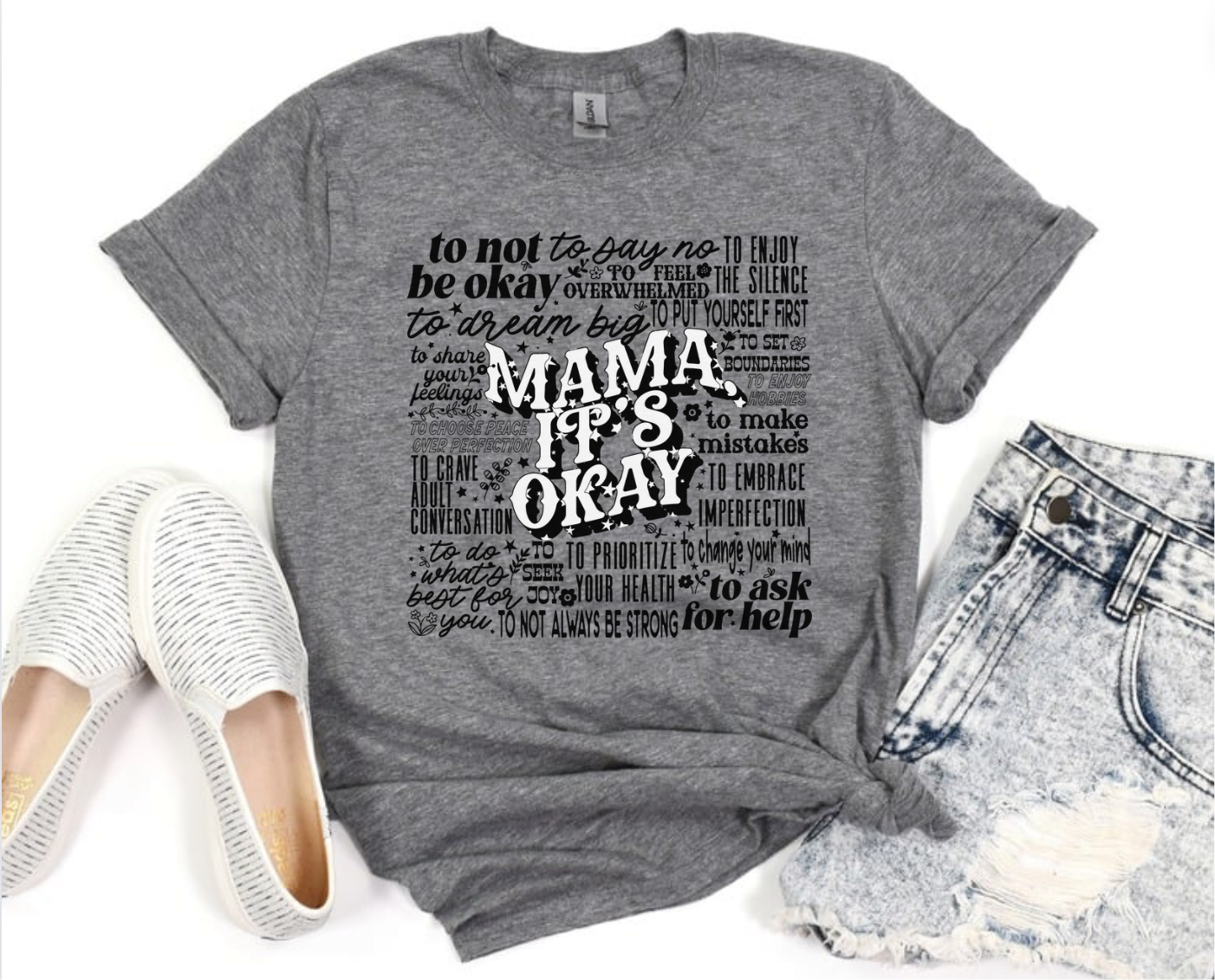 MAMA t’s okay on sports grey T-shirt