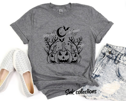 $16 Single color Halloween on grey- T-shirt