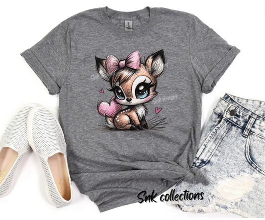 $16 Cute deer on grey - T-shirt