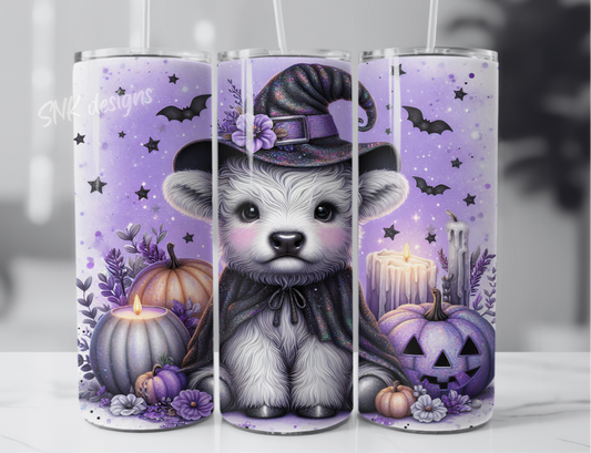 Spooky season 20oz tumbler - Cute spooky cow2