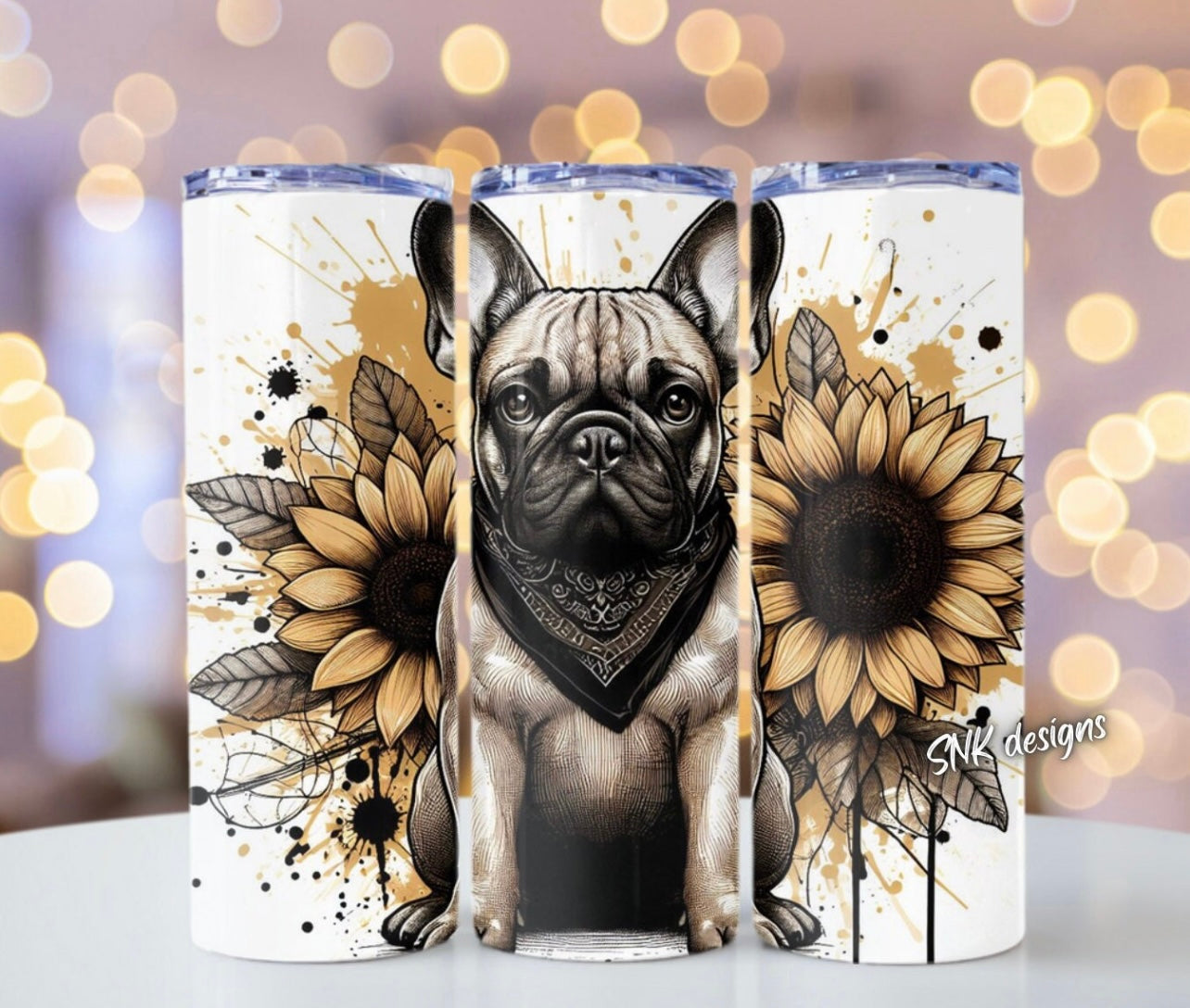 Tumbler only! - Yellow sunflowers- French Bulldog3