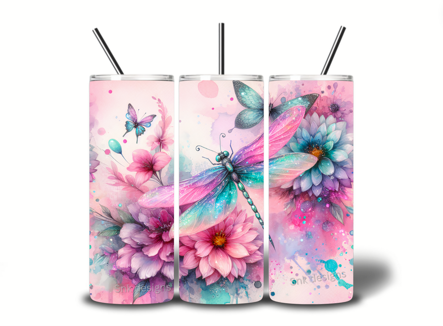 Tumbler only- Pink dragonfly