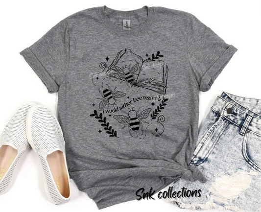 $16 Bees & Books on grey - T-shirt