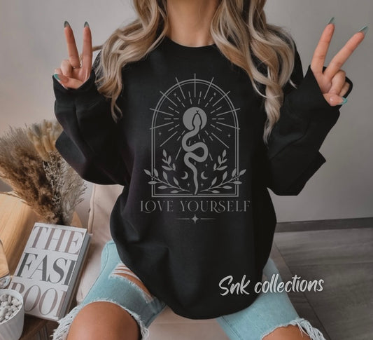 Love yourself on front on BLACK - Crewneck