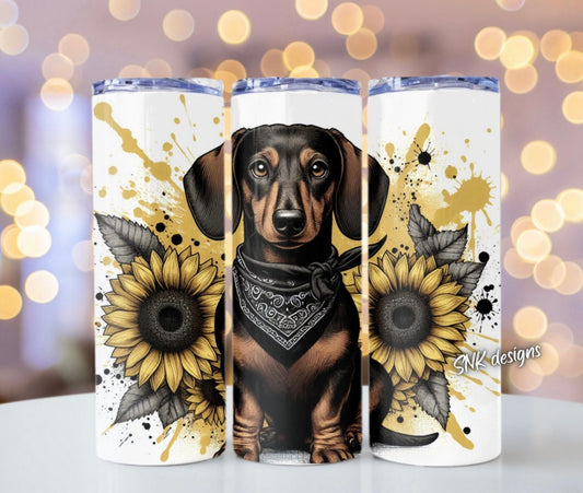 Tumbler only! - Yellow sunflowers- Dachshund