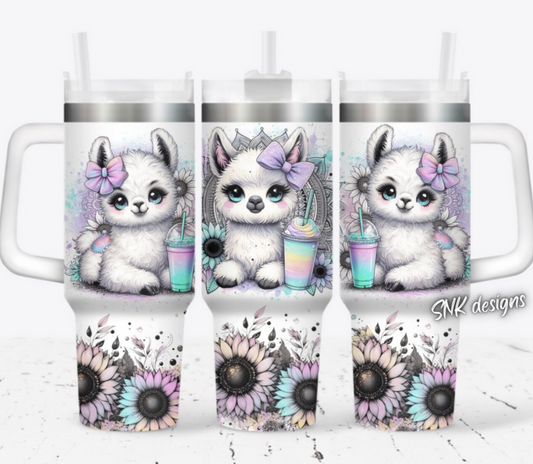 40oz cup - Rainbow cute llama 2