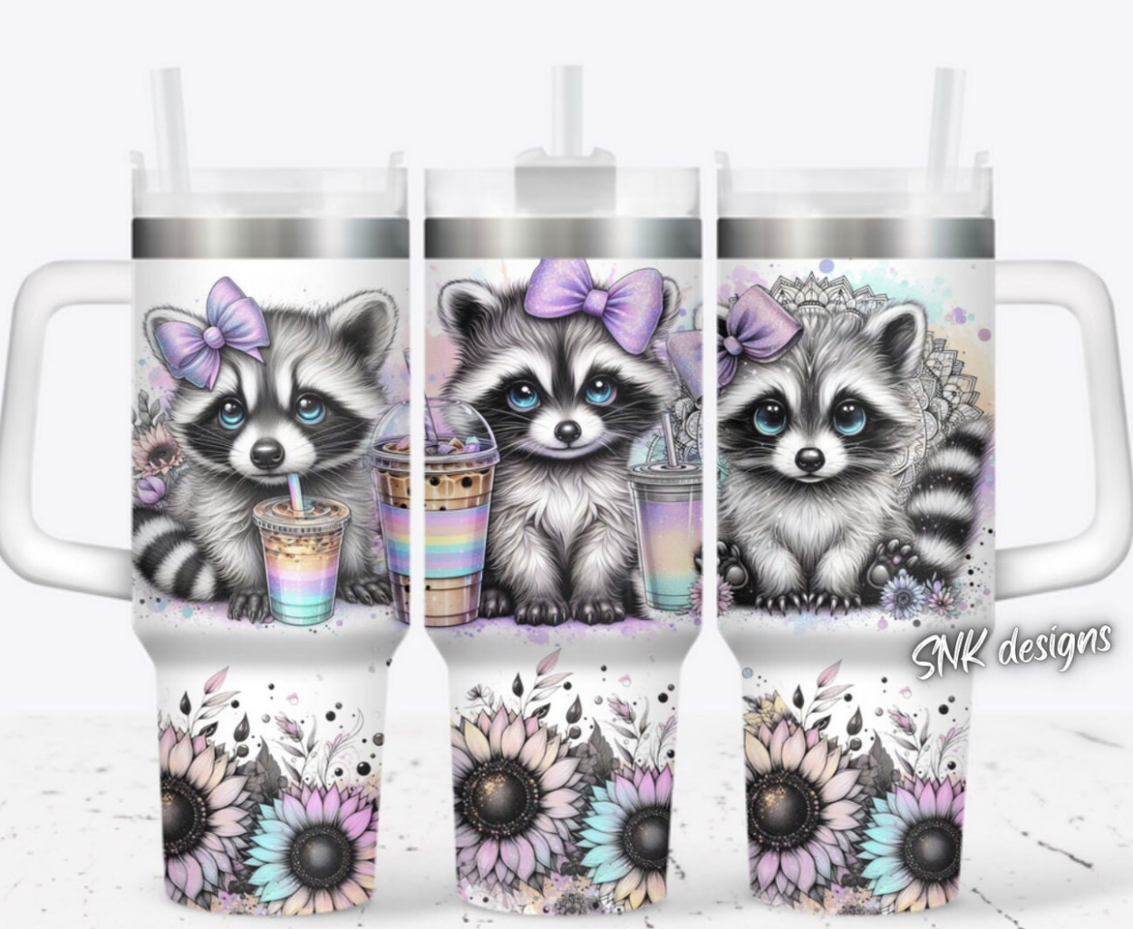 40oz cup - Rainbow raccoon (Copy)