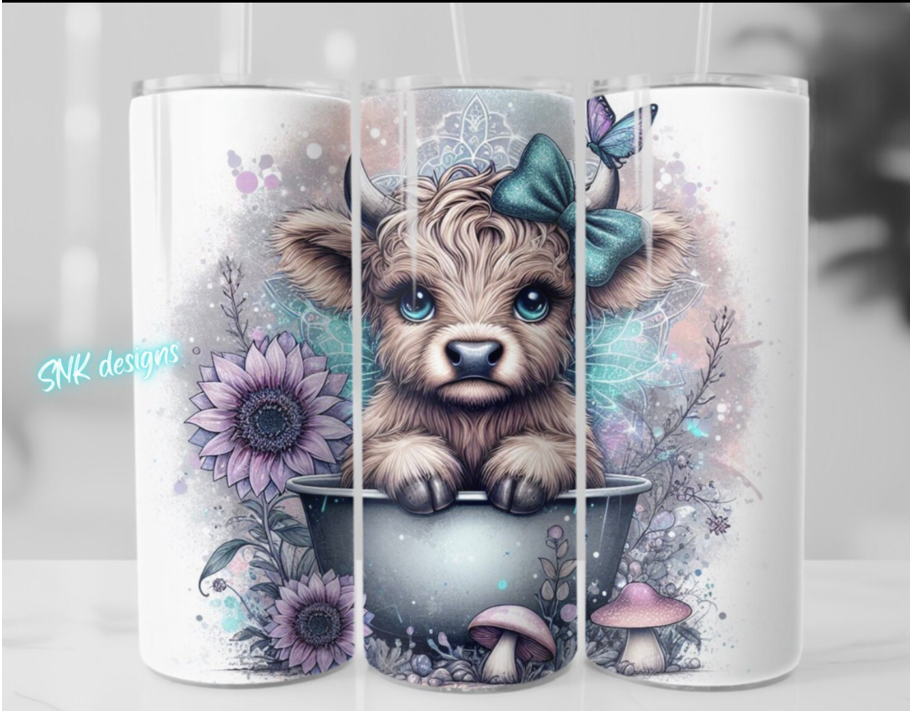 Tumbler only! - Enchanted baby highland cow in a tub