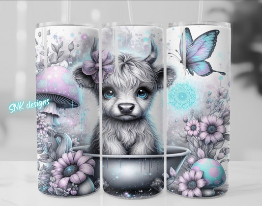 Tumbler only! - Enchanted baby highland cow in a tub