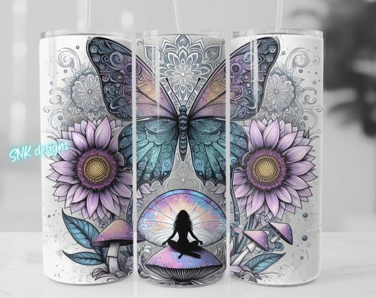 Tumbler only! - Enchanted mushroom butterfly