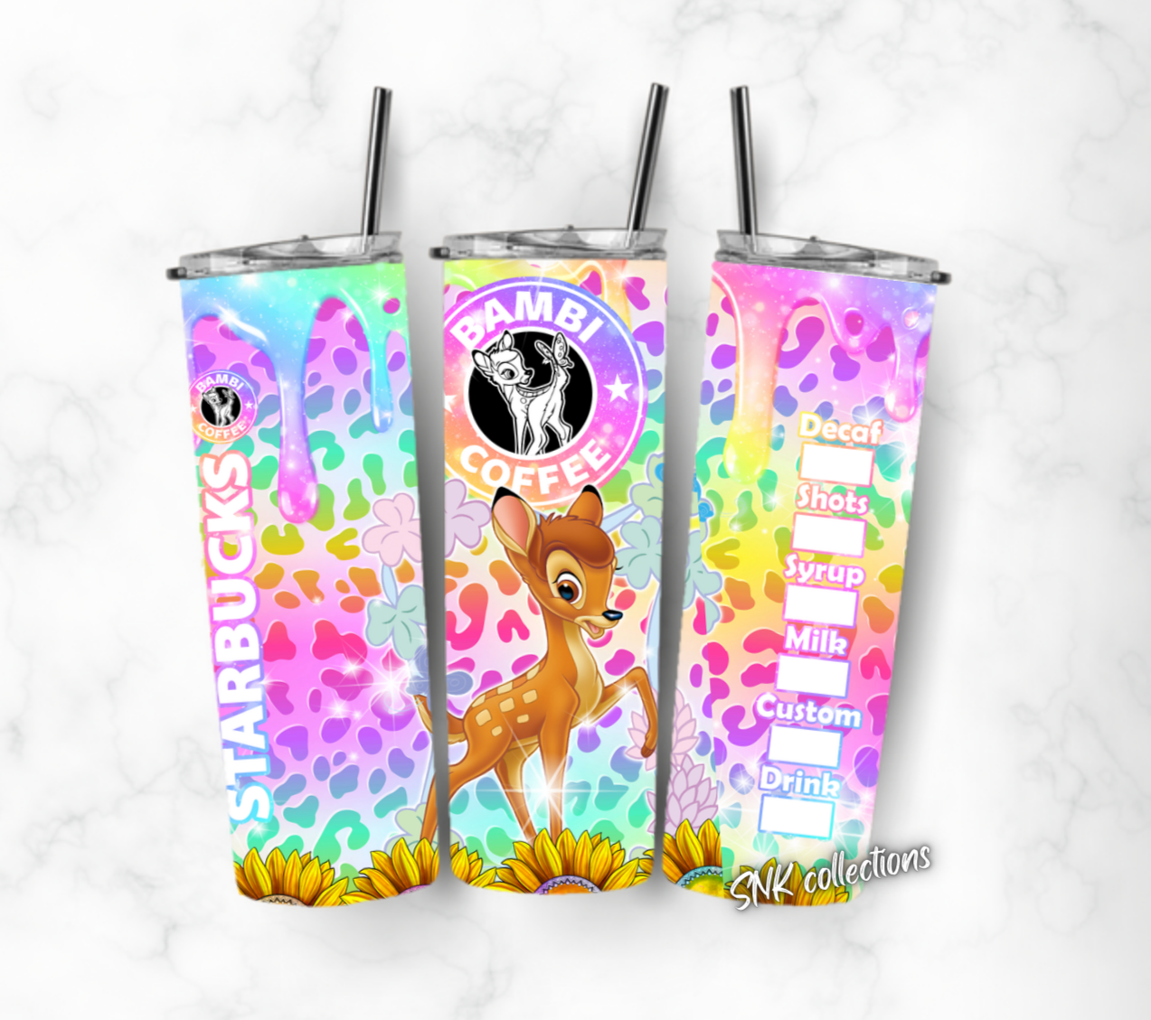 Tumbler only!! Rainbow cheetah print deer