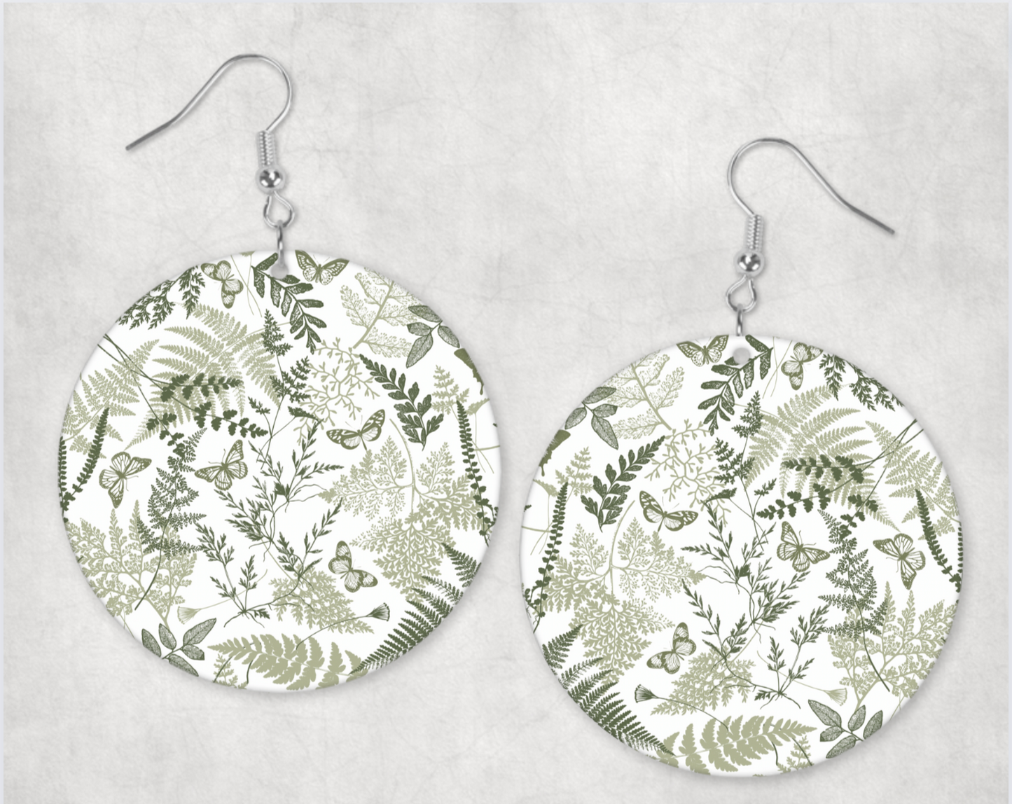 Acrylic Earrings- Sage green florals