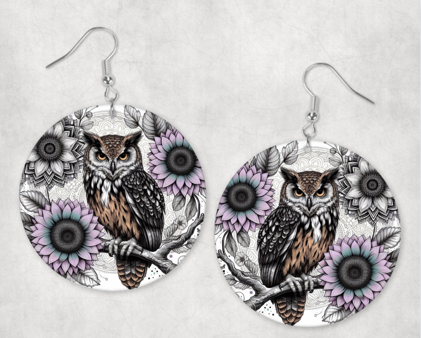 Acrylic Earrings- lilac boho owl